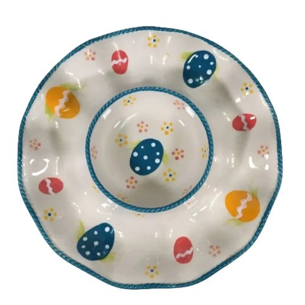 Temp-tations Old World Easter Chip Dip Vegetable Serving Plate Platter Tray Eggs